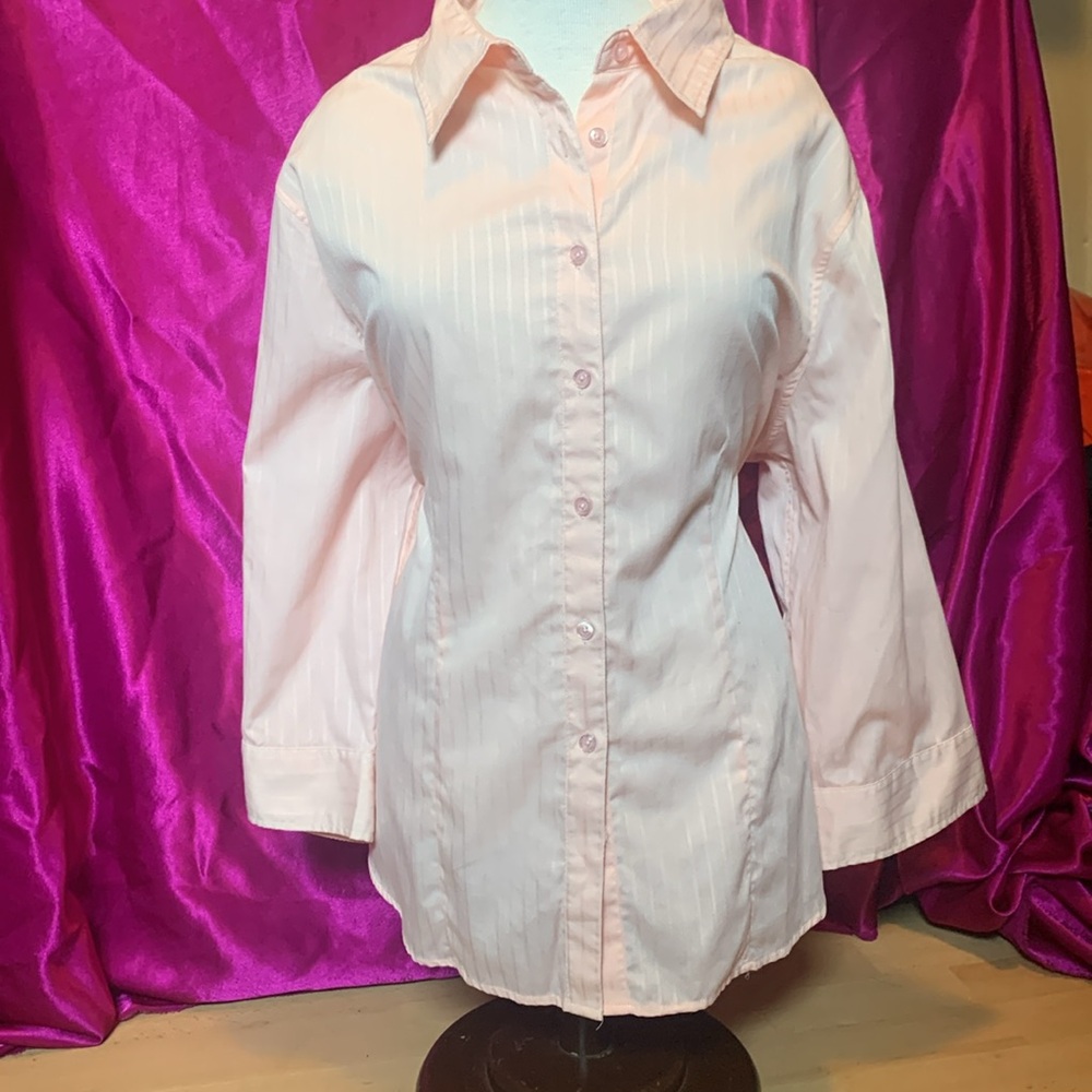 Tabi baby pink blouse, size XXL, great condition, 3/4 sleeve. Striped